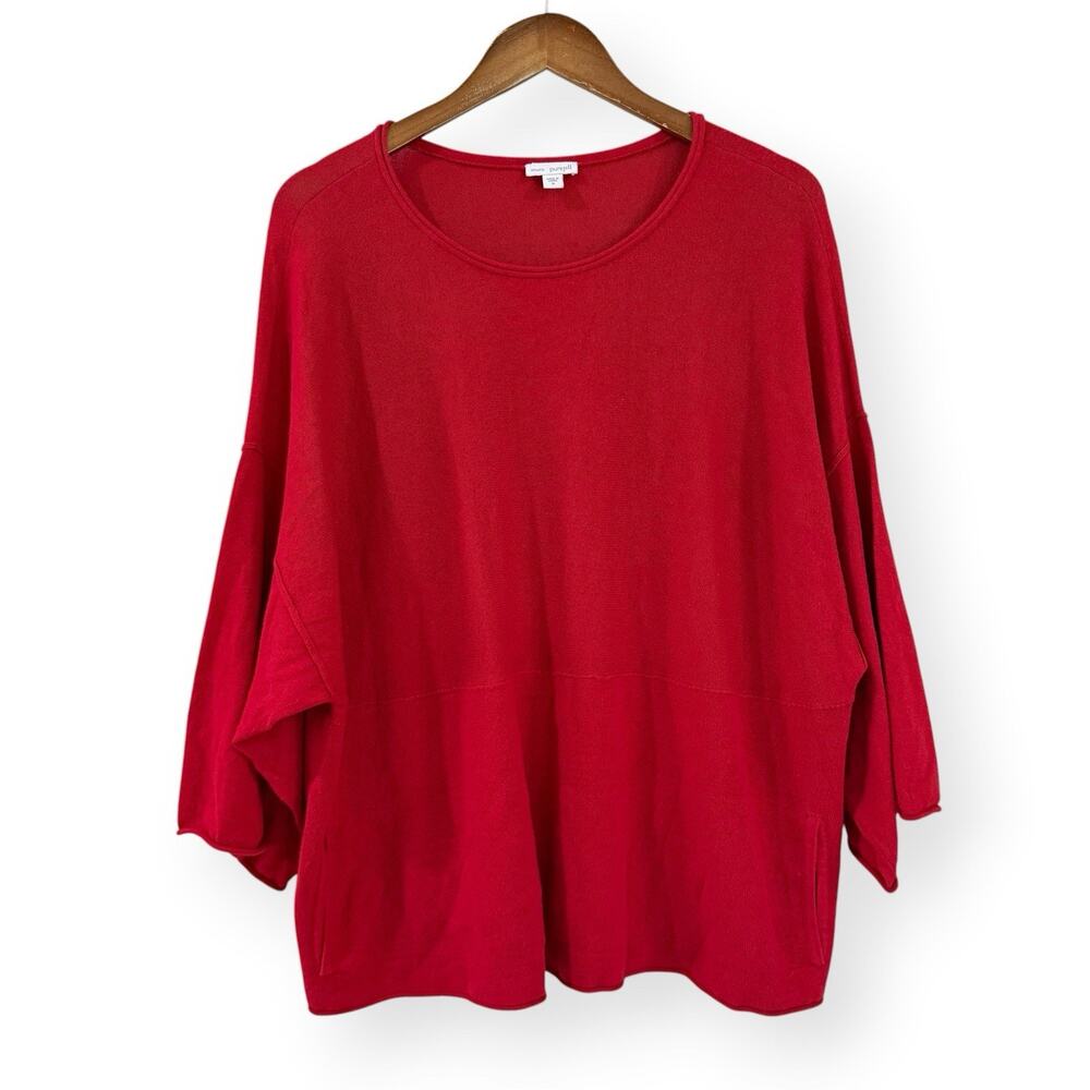 J. Jill Pure Jill Kimono Sleeve Cotton Cashmere Pullover Sweater M Crimson Red